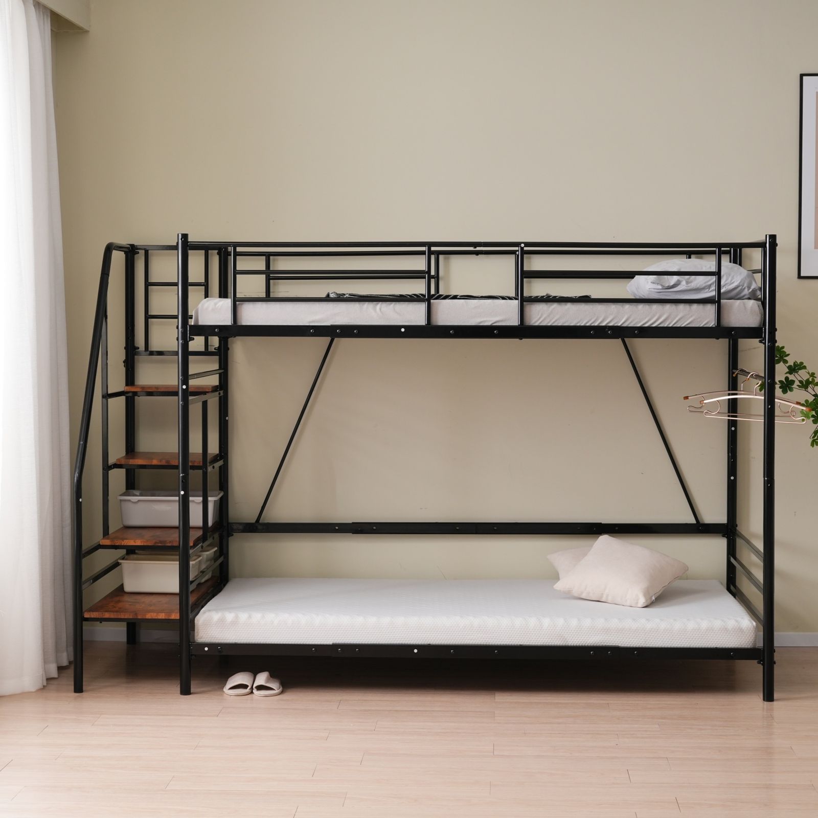 ロフトベッド 【マットレス2個付き】S ロフトベッド 階段付き S パイプ