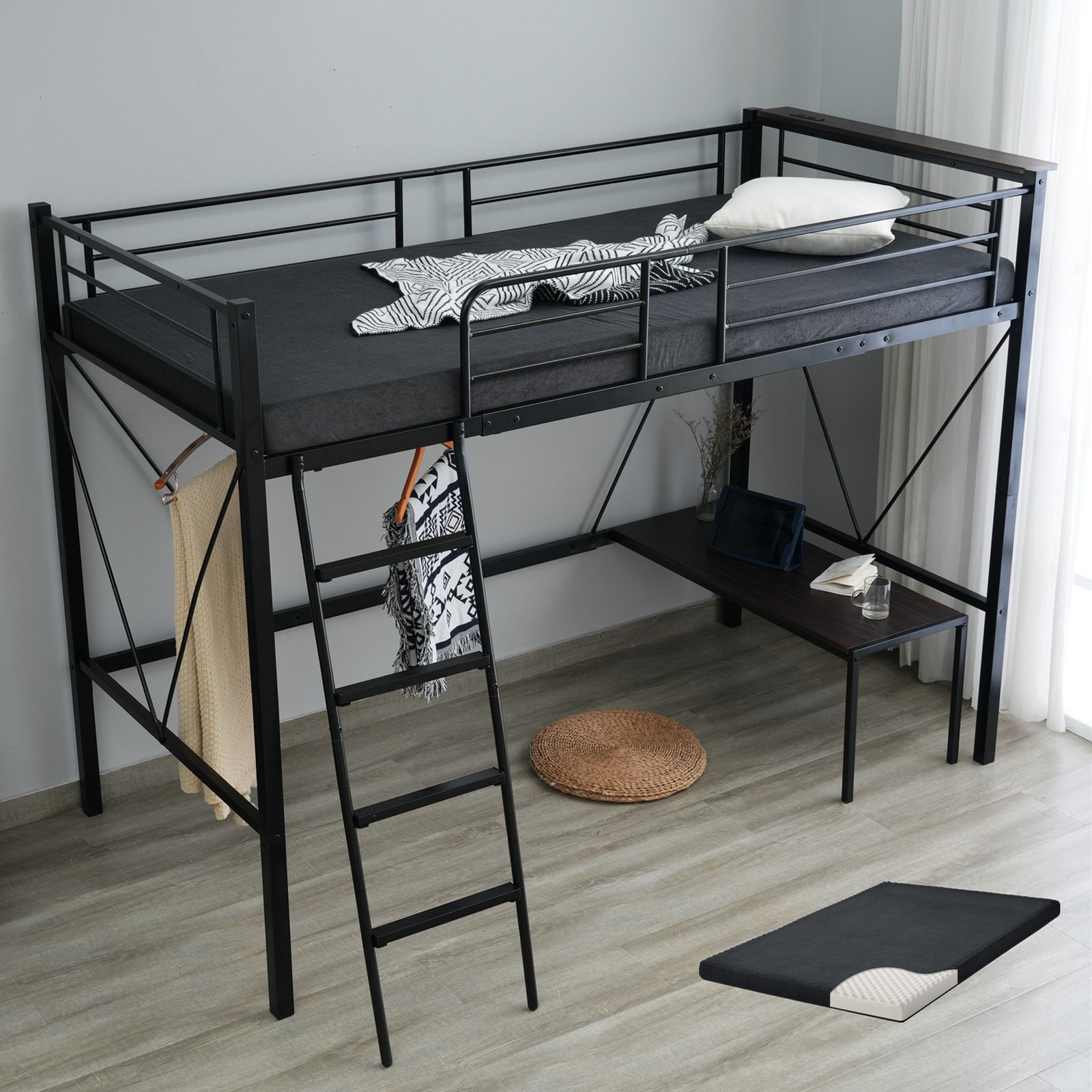 ロフトベッド 【厚さ10cmマットレス付き】ロフトベッド シングル