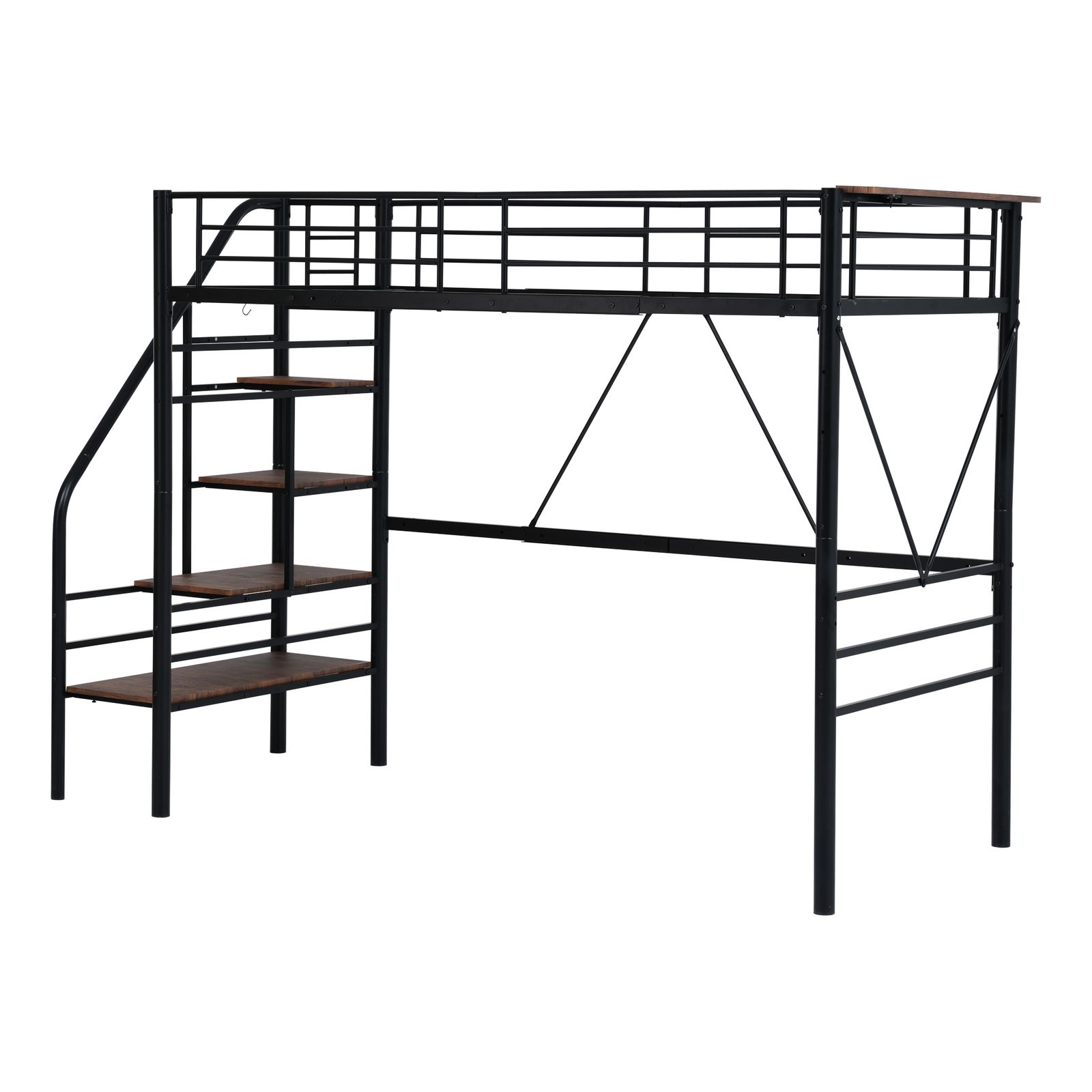 ロフトベッド 【2梱包】SD ロフトベッド 階段付き パイプベッド