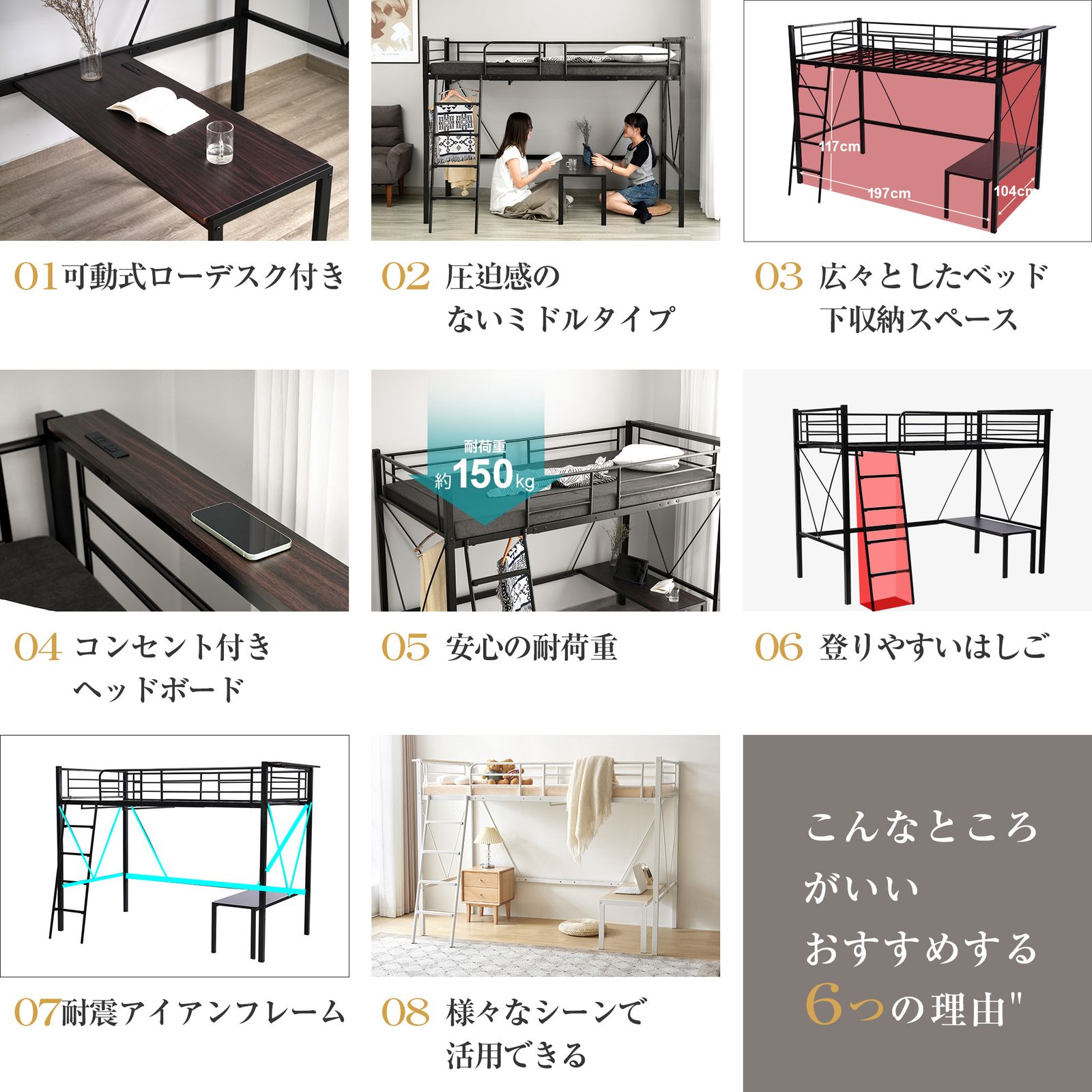 8月8日再入荷予定」「数量限定セール」全新品 ロフトベッド シングル 