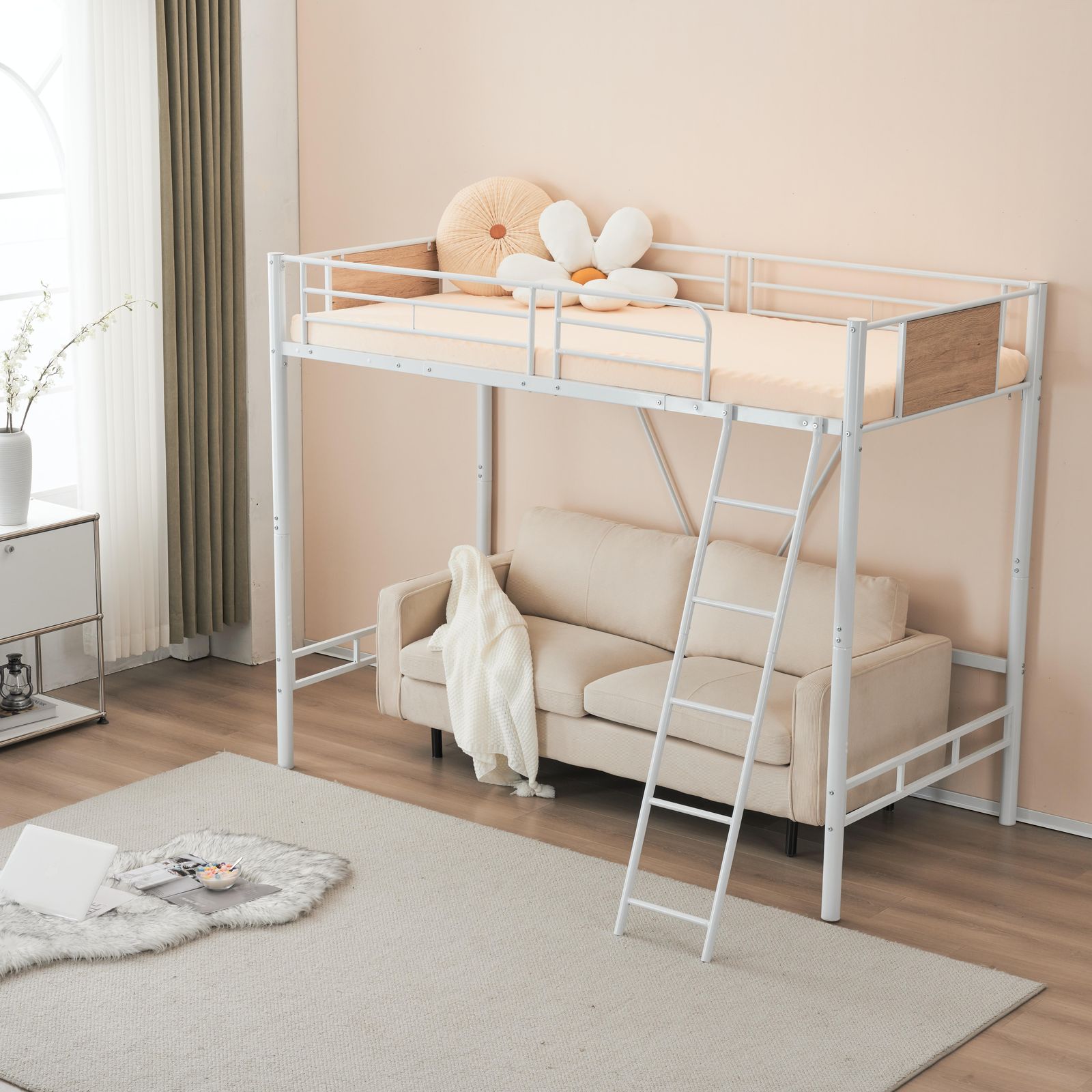 ロフトベッド 【新品】ホワイト ロフトベッド パイプベッド シングル