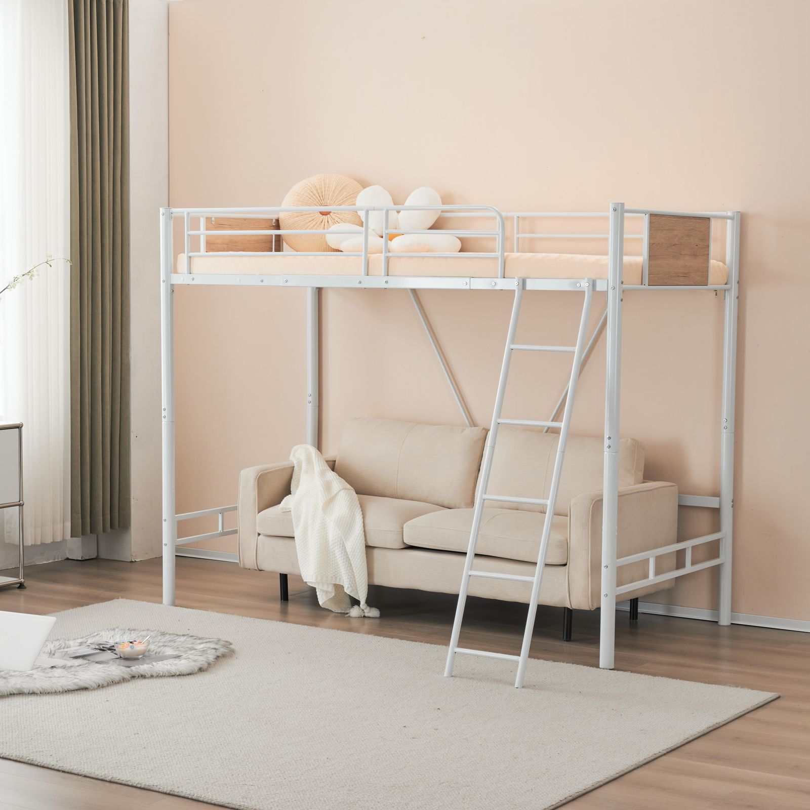 ホワイトロフトベッド パイプベッド シングル 木 収納 北欧風 子供部屋スチール 楽天市場】【本日限定☆全品5%クーポン!】ロフトベッド パイプベッド
