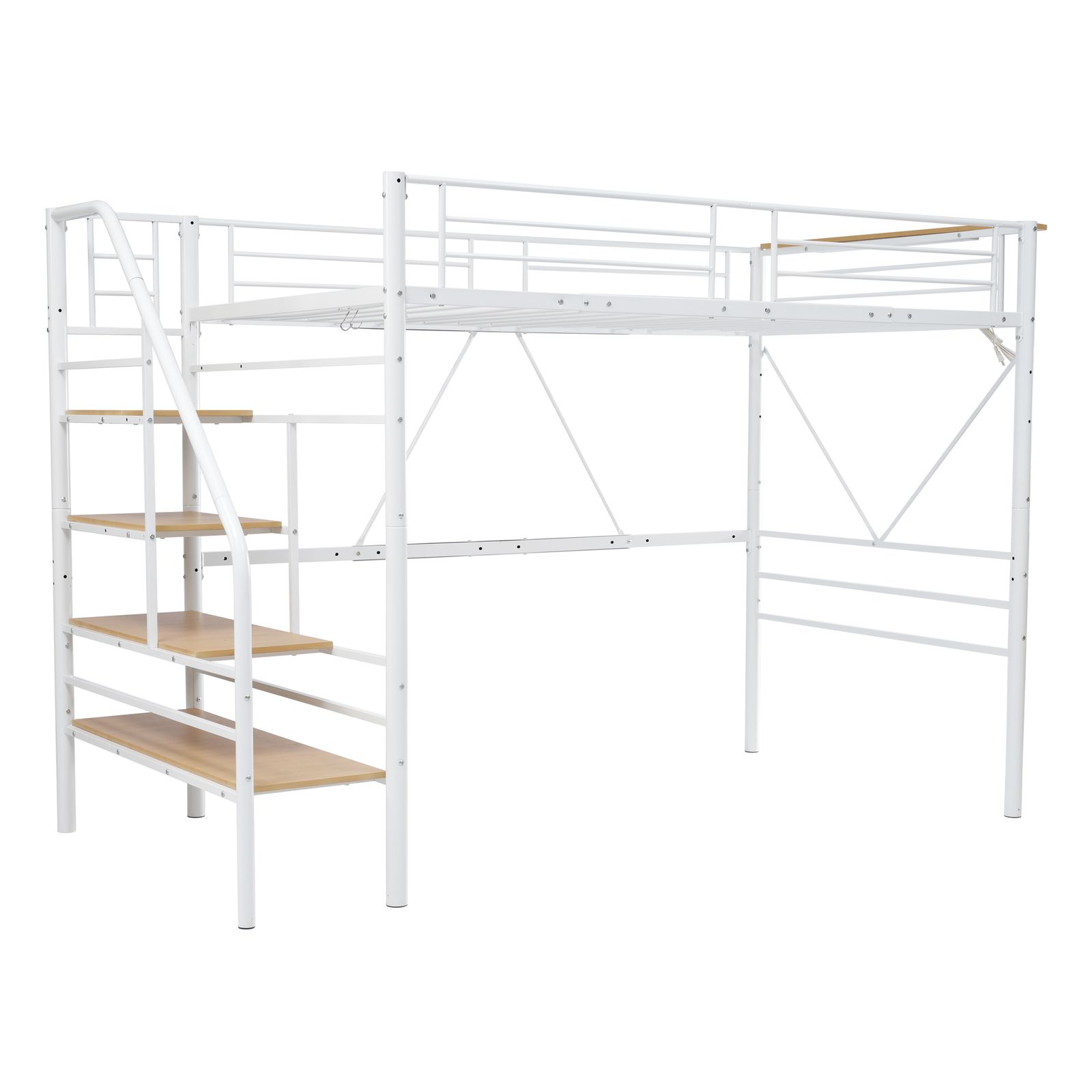 ロフトベッド 【2梱包】SD ロフトベッド 階段付き パイプベッド