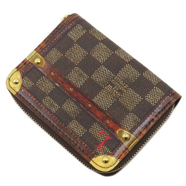 ルイヴィトン LOUIS VUITTON コインケース トランクタイム ジッピーコインパース ダミエキャンバス ダミエ×レッド ゴールド金具 茶 赤 ポップアップ M 52745 SN 2178 箱