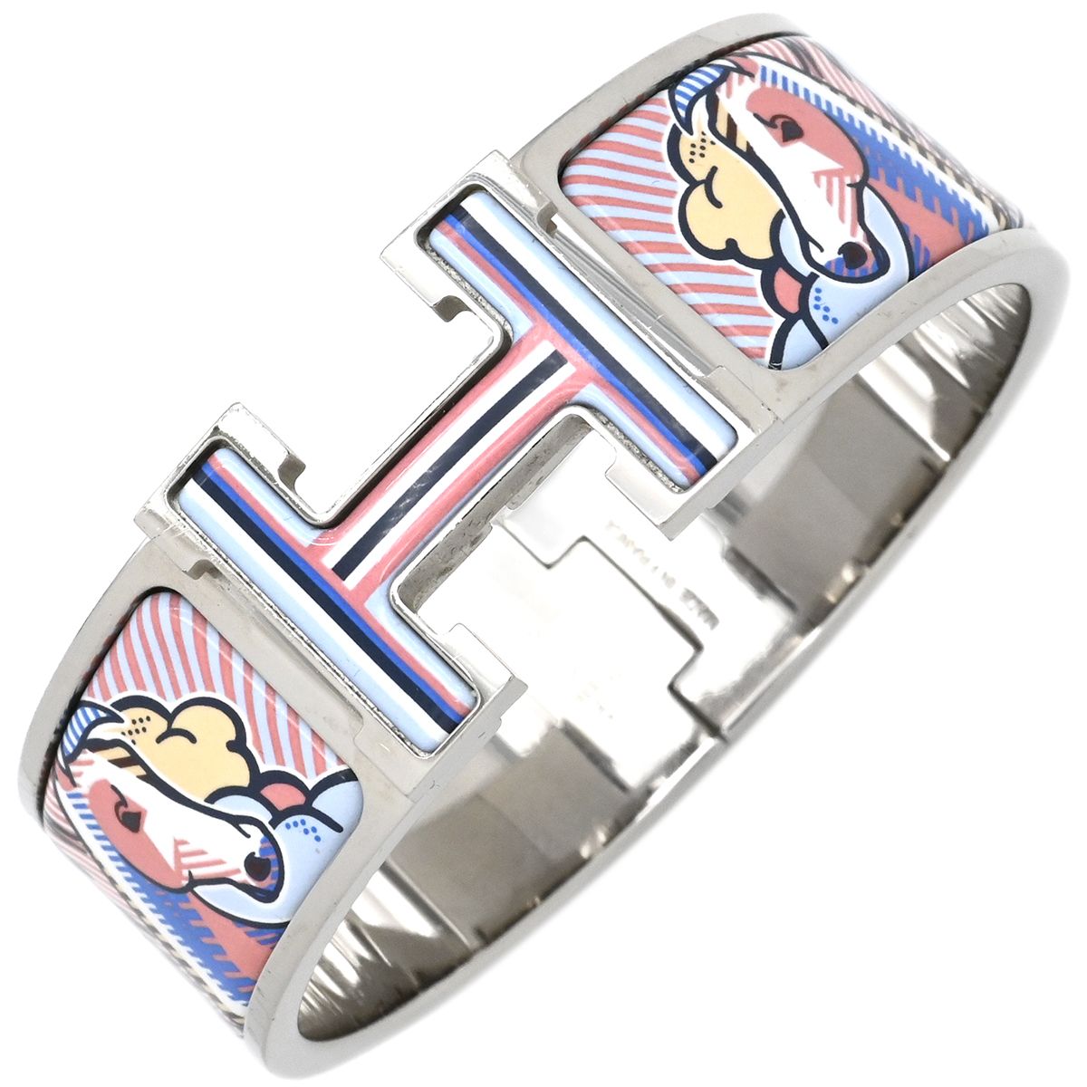 エルメス HERMES ブレスレット クリッククラックH GM ペガス ポップ メタル エナメル アルバムビス シルバー金具 Hブレス Pegase Pop 箱