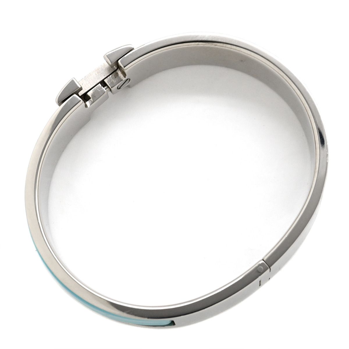 エルメス HERMES ブレスレット クリックH PM メタル エナメル ライトブルー×シルバー 水色 Hブレス 箱