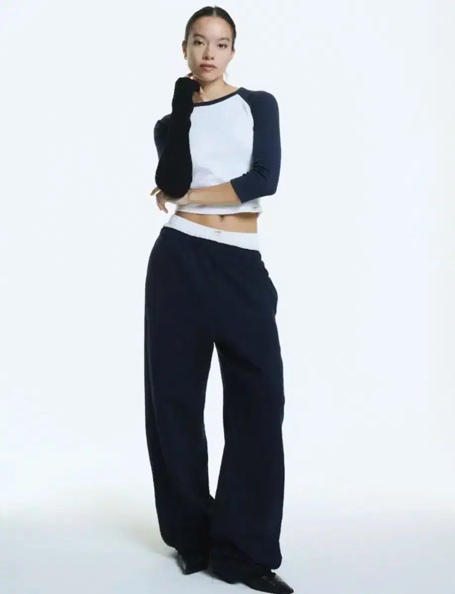 GLOWNY G contrast スウェットパンツ ネイビー S