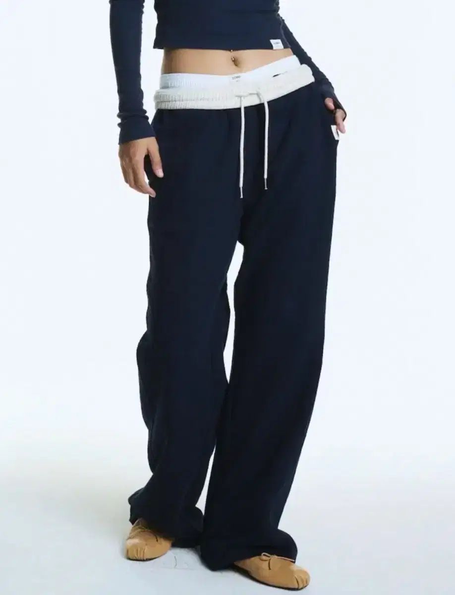 GLOWNY G contrast スウェットパンツ ネイビー S