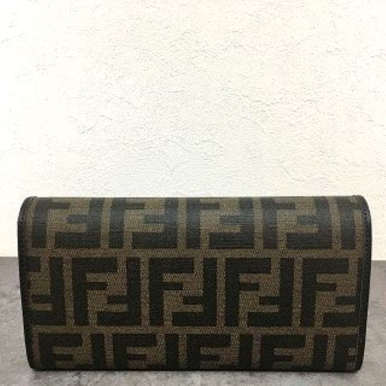  み FENDI 長財布 8 M 0298 ズッカ柄 ブラウン き 604 長財布 小物