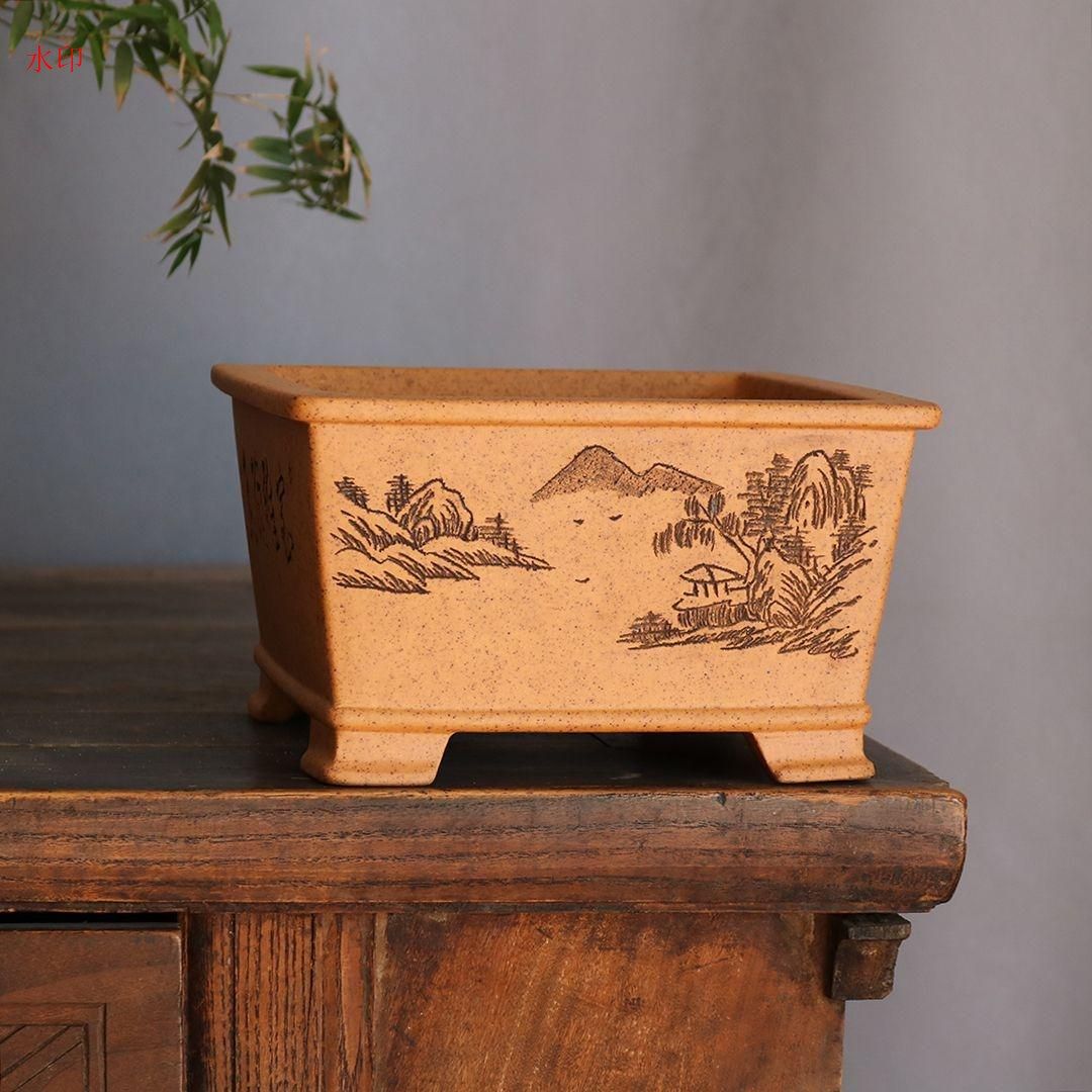四方植木鉢 中国宜興 紫砂の鉢 盆栽鉢 植木鉢 小品盆栽鉢 大品盆栽鉢