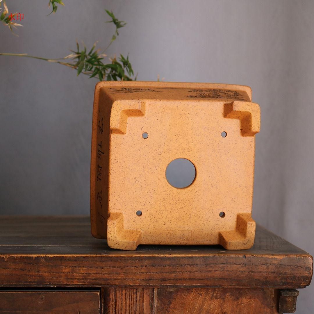 四方紫泥盆 中国宜興 通気盆 盆栽鉢 植木鉢 小品盆栽鉢 大品盆栽鉢 四方紫泥盆 中国宜興 通気盆 盆栽鉢 植木鉢 小品盆栽鉢 大品