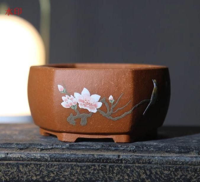 六角鉢 紫砂の鉢 盆栽鉢 植木鉢 小品盆栽鉢 大品盆栽鉢 台湾紫砂の鉢