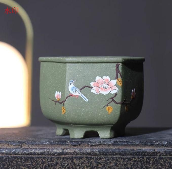 六角形の小鉢 紫砂の鉢 盆栽鉢 植木鉢 小品盆栽鉢 大品盆栽鉢