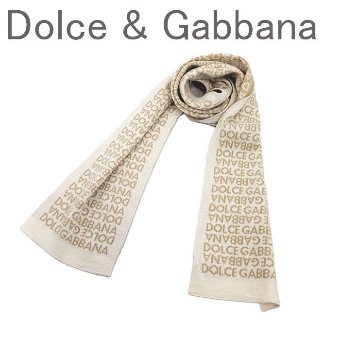 Dolce - Gabbana ドルチェ＆ガッバーナ マフラー ロゴ 総柄 ベージュ系