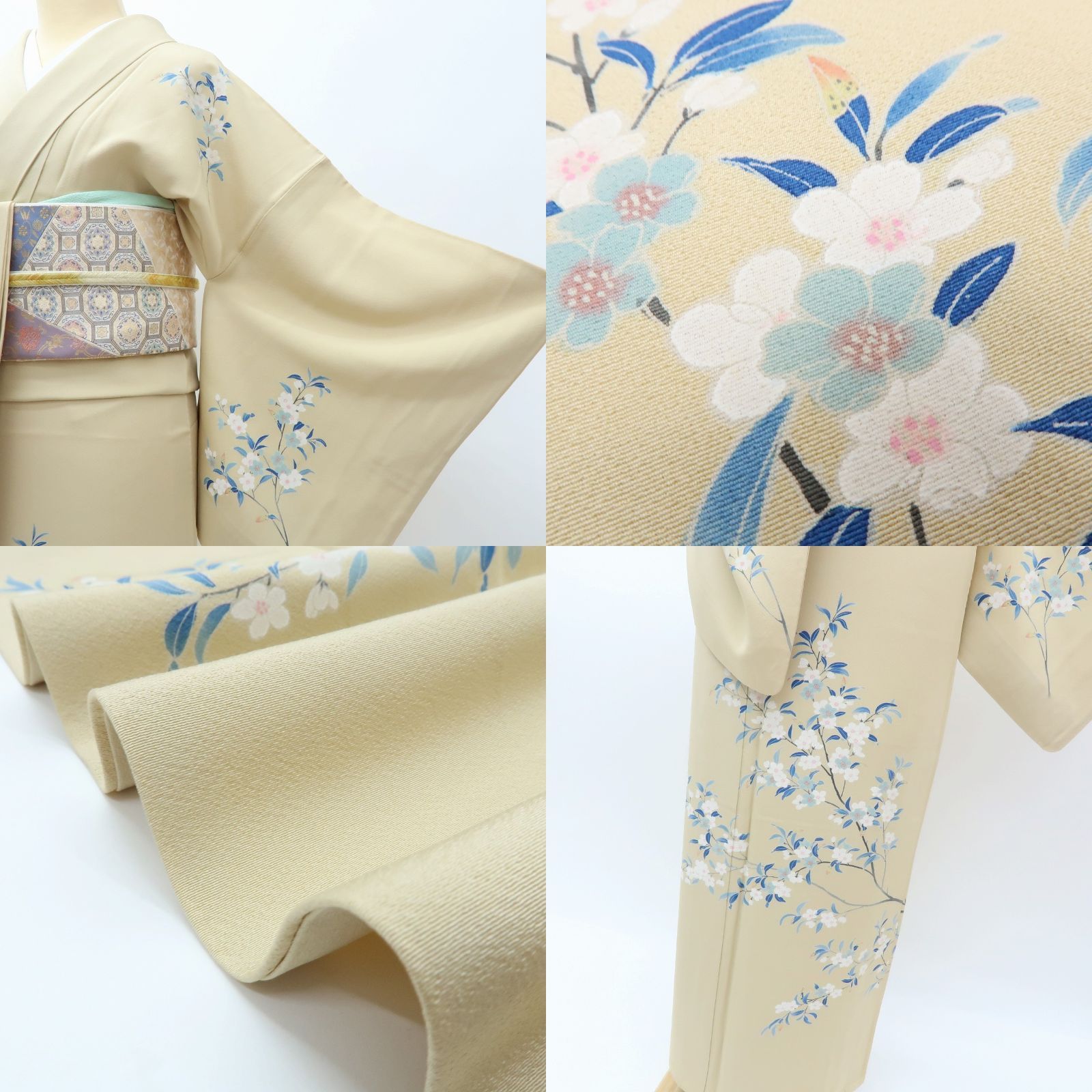 反物　正絹　染着尺　(作家物・落款入) 吉野一廉 銀通し 小紋 反物 正絹 着尺 落款入 作家物 No.7 - メルカリ