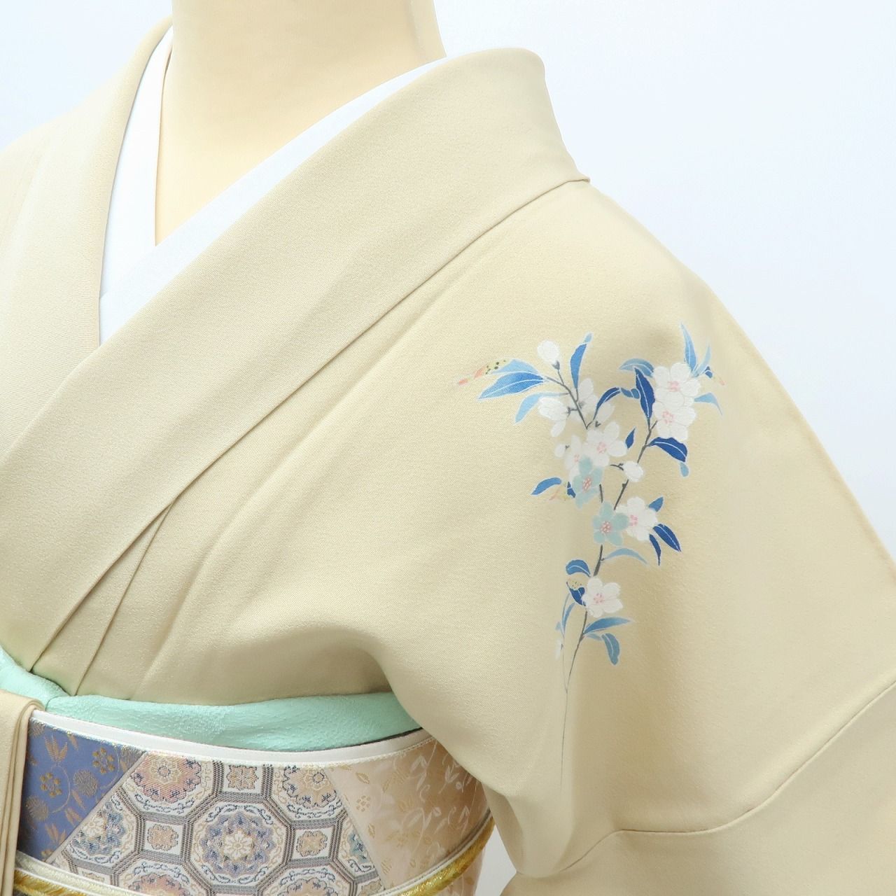 百華❀Y4005◇美品 正絹 作家物落款 染め一つ紋 手縫い仕立て 桜 訪問