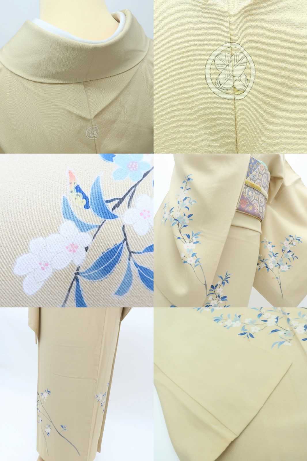 百華❀Y4005◇美品 正絹 作家物落款 染め一つ紋 手縫い仕立て 桜 訪問