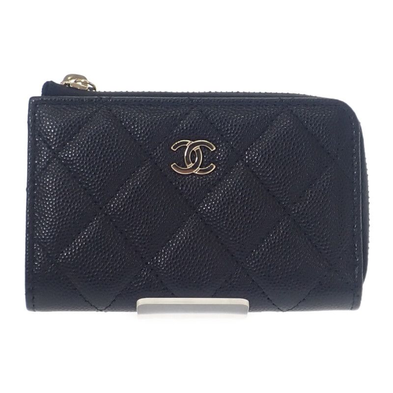 シャネル CHANEL キーリング AP0221 B10583 コインケース キャビアスキン ブラック ゴールド金具 レディース Aランク