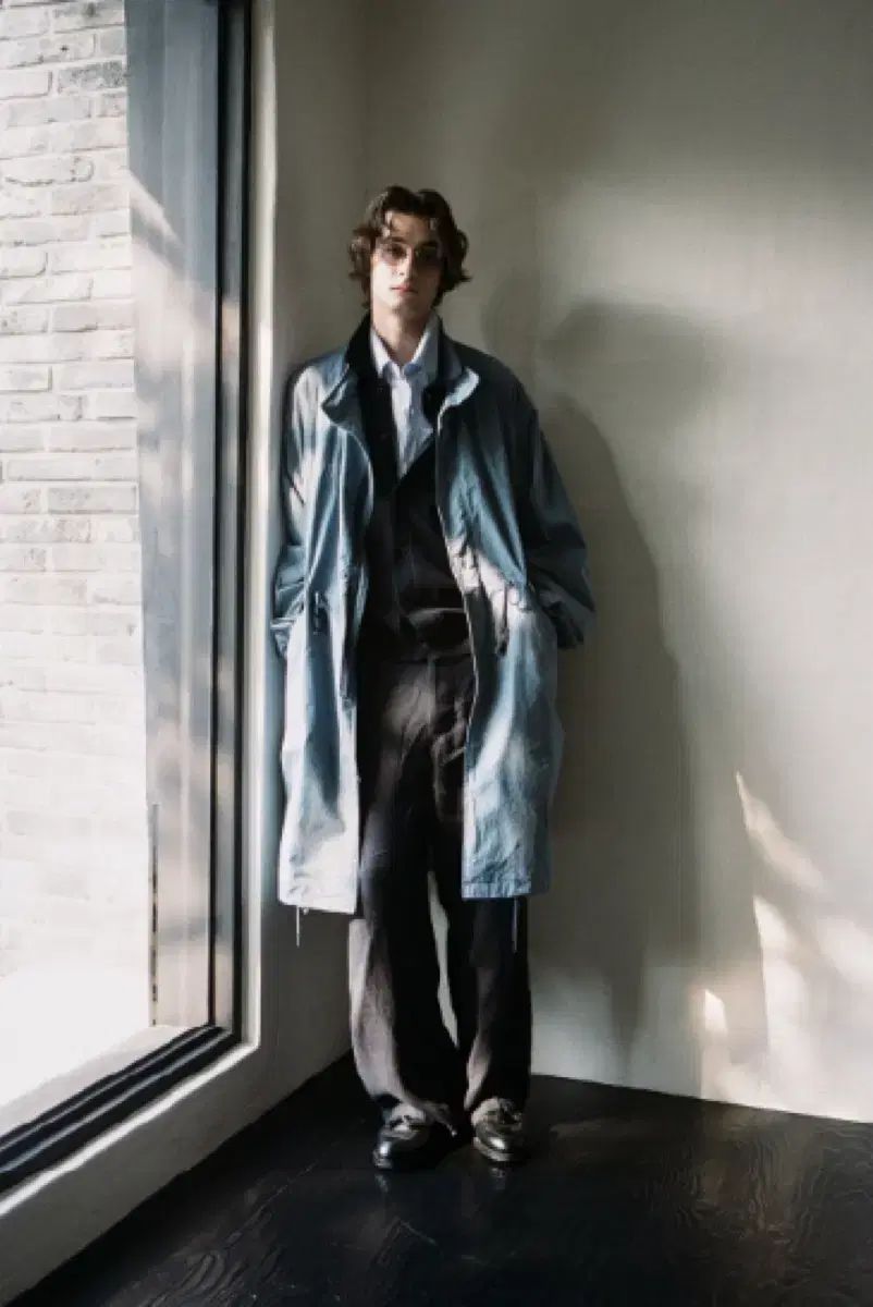 1 OURSELVES Washed cotton mods parka blue