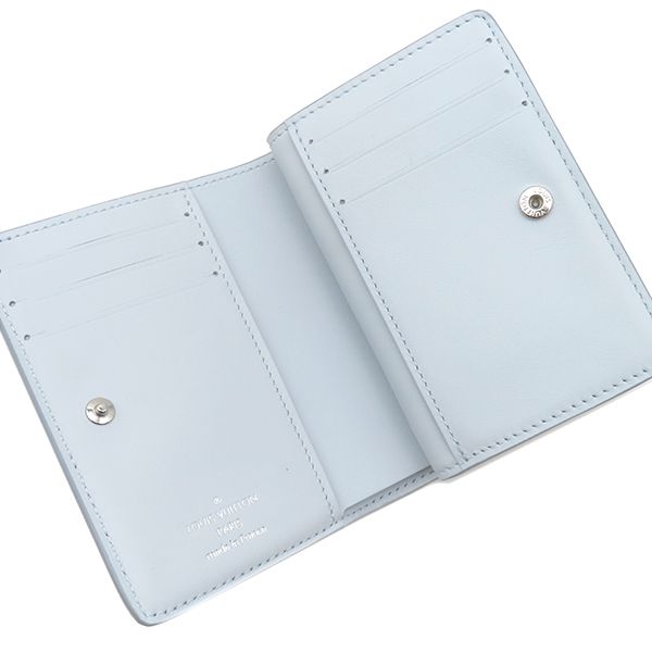 ルイヴィトン LOUIS VUITTON 二つ折り財布 ポルトフォイユ ク モノグラムマヒナ ホワイト ブルー シルバー金具 白 水色 M 11749 RFID 箱 二つ折り財布 折り財布