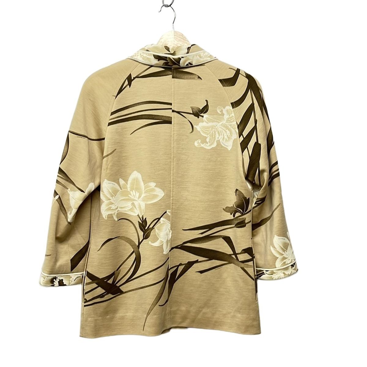 LEONARD レオナール コート サイズ42 L レディース - ベージュ×黒 長袖 花柄 春