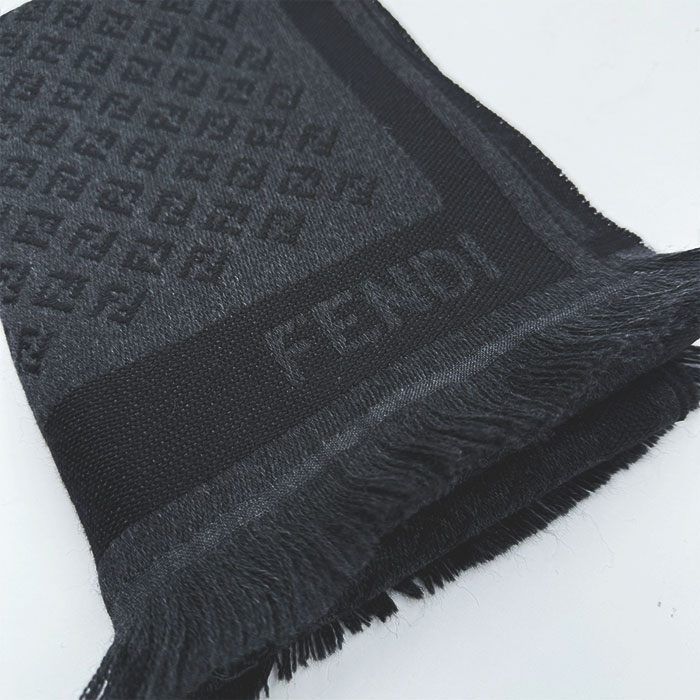 FENDI フェンディ マフラー FFロゴ ブラック ウール