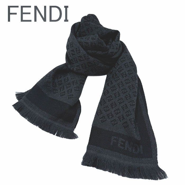 FENDI フェンディ マフラー FFロゴ ブラック ウール