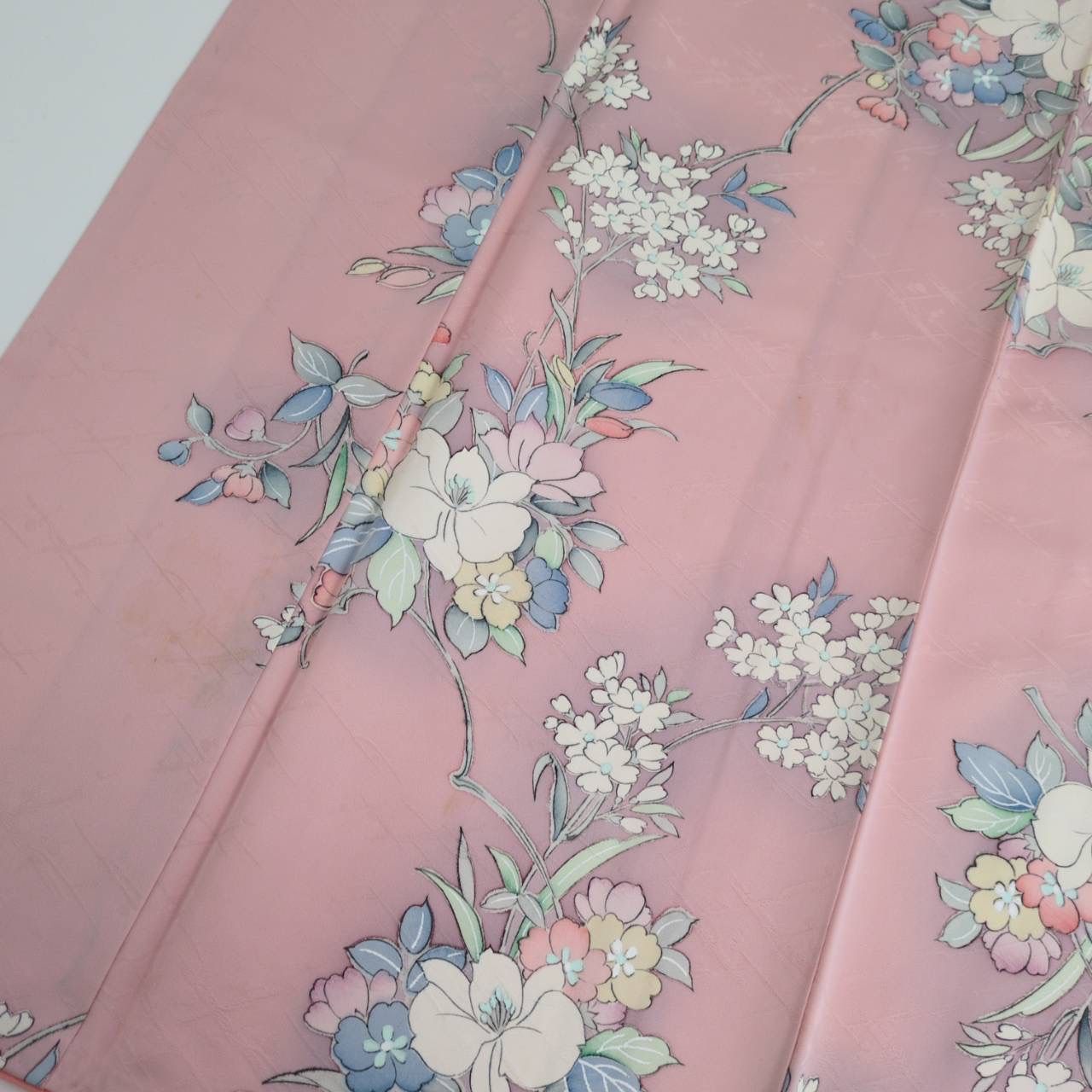 小紋 正絹 染めの素敵な花 ピンク色 袷 着物 MK-1226 - メルカリ