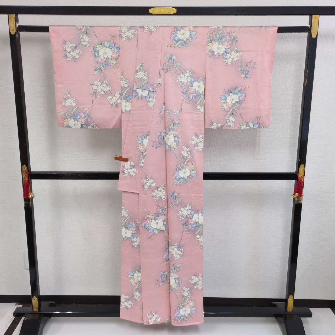 小紋 正絹 染めの素敵な花 ピンク色 袷 着物 MK-1226 - メルカリ