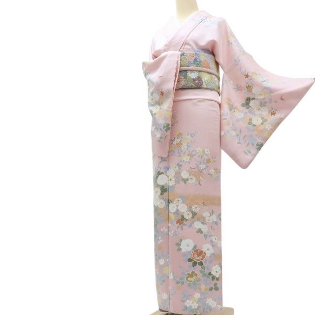 百華❀Y4010◇美品 正絹 手縫い仕立て 菊 桜 椿 訪問着 着物 - メルカリ