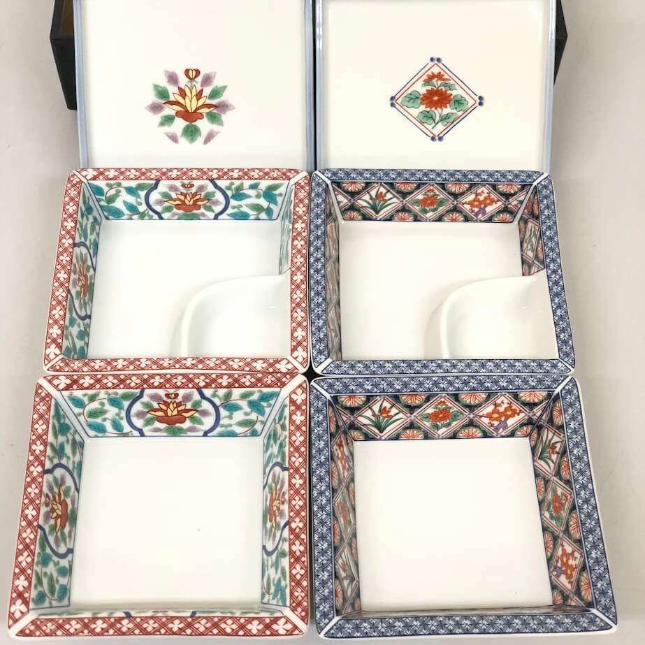 昭和レトロ 大きな松花堂弁当 漆器 ss8094 【中古】 龍峰窯 松花堂弁当箱 2個セット 黒 有田焼 食器付き