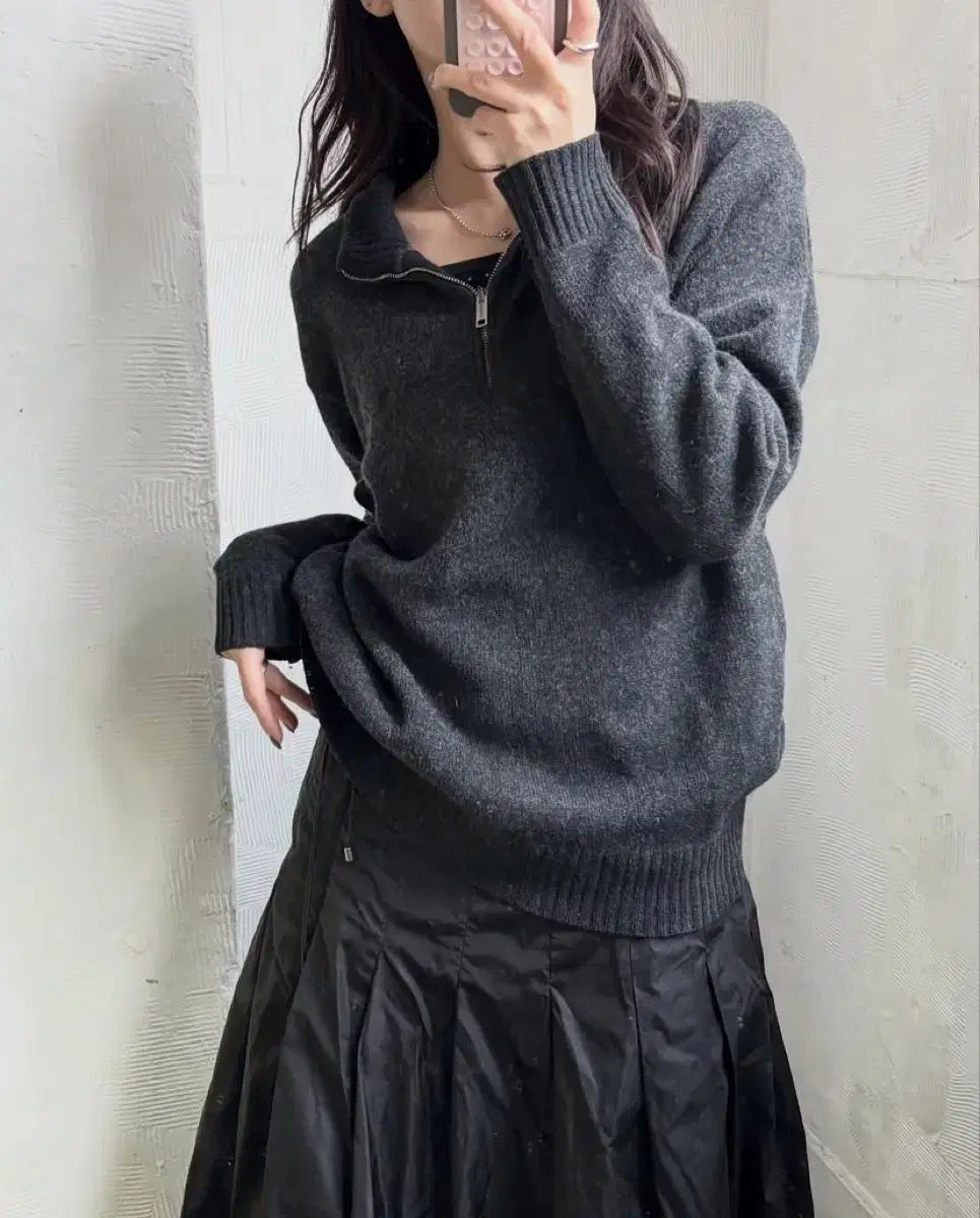  BURBERRY バーバリー ラムウール チャコール ハーフジップアップ ニット 長袖 ニット セーター