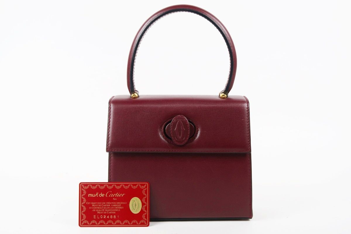 超美品】Cartier カルティエ ターンロック ハンドバッグ ボルドー 