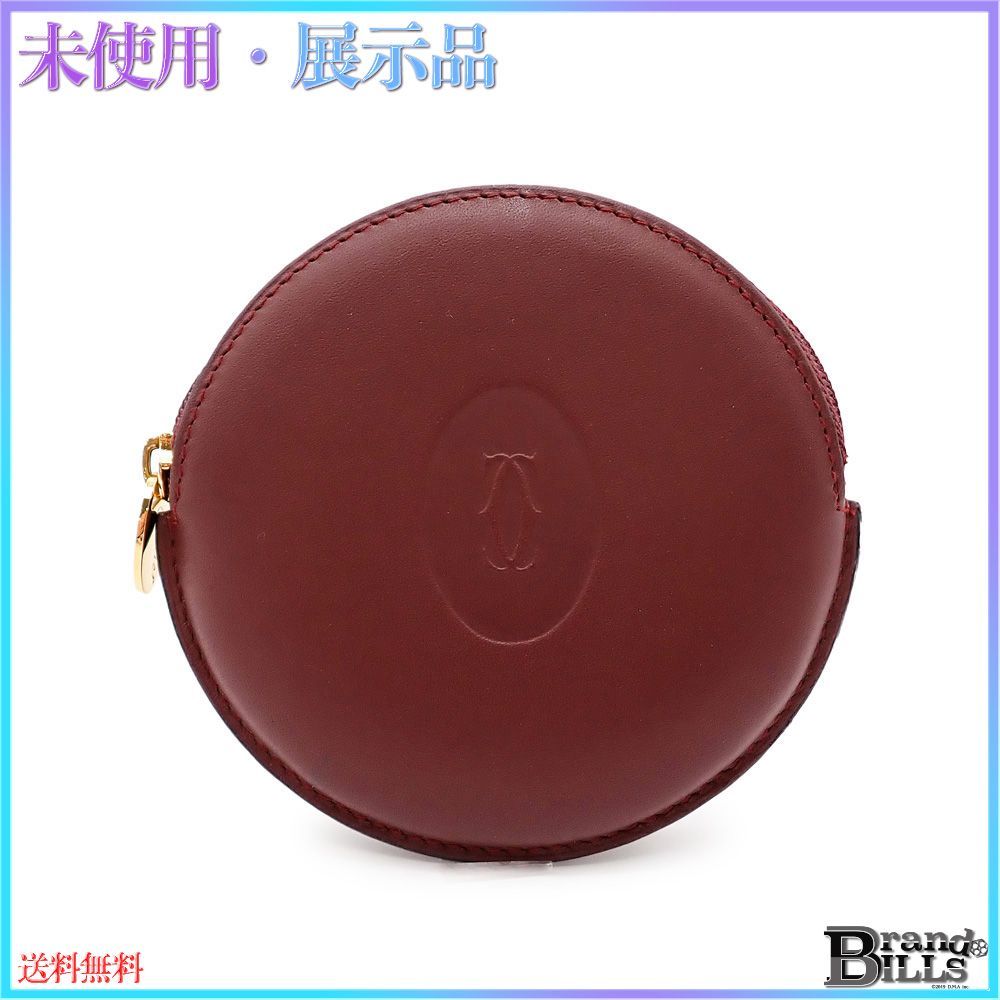 カルティエ マストライン コインケース 小銭入れ ラウンド レザー ボルドー L3000111
