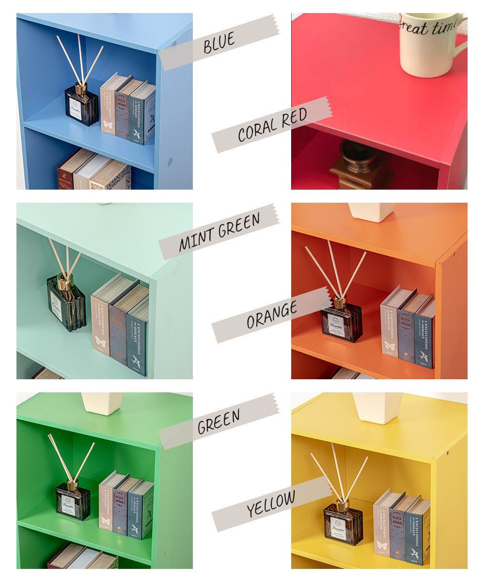 同色2個セット】カラーボックス 3段 ビタミンカラー ビビットカラー