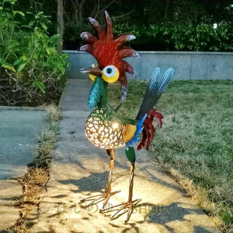 置物 オブジェ ニワトリ 鳥 ガーデンライト ソーラー ライト 太陽光 発電 おしゃれ 屋外 庭 置き型 インテリア モダン 動物