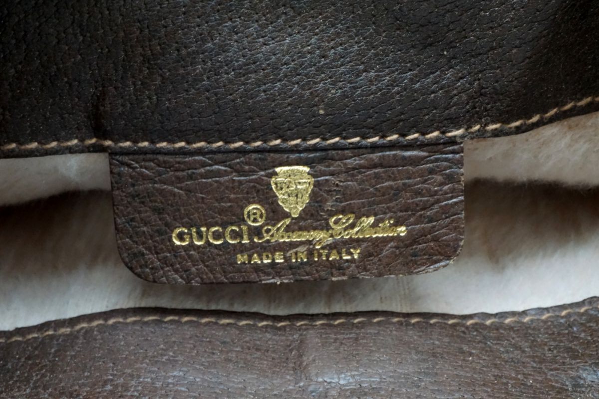  グッチ ヴィンテージ GGプラス 巾着 ショルダーバッグ シェリーライン PVCキャンバス 茶 GUCCI 4444 h ショルダーバッグ ショルダーバッグ