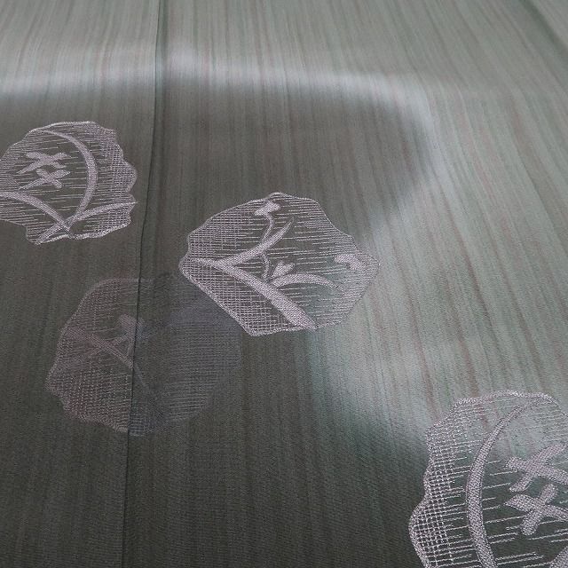 ❁tomihisa❁新品 藤林徳扇 落款 着物 正絹 仕付け糸付”松葉色にそっと