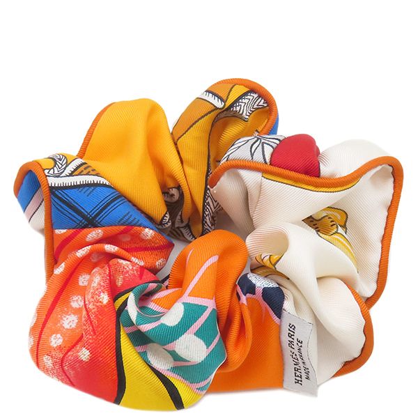 エルメス HERMES ヘア クラウディア シュシュ シルク オレンジ マルチ 箱