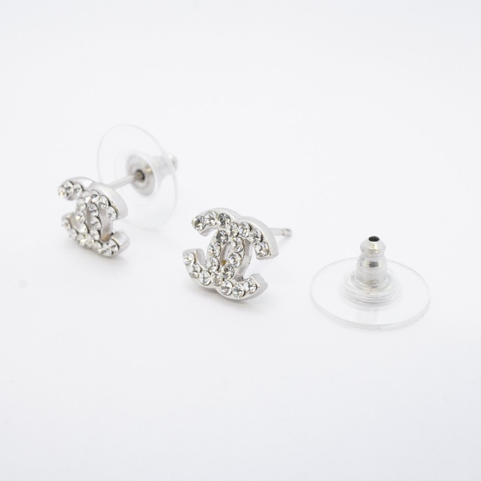 CHANEL シャネル ココマーク ラインストーン ピアス シルバー CHANEL(シャネル) Rhinestone Coco Mark Pierced Earrings ライン