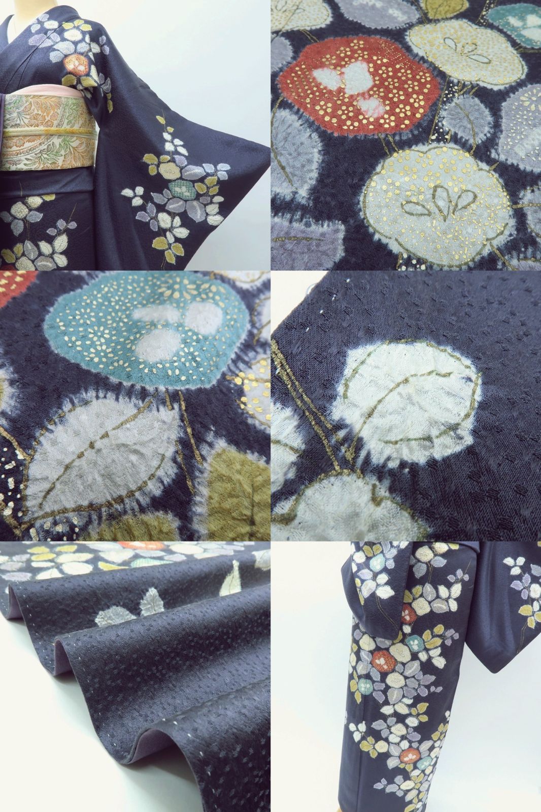 百華❀Y4012◇美品 正絹 絞り 手縫い仕立て ワイドサイズ 椿 訪問着