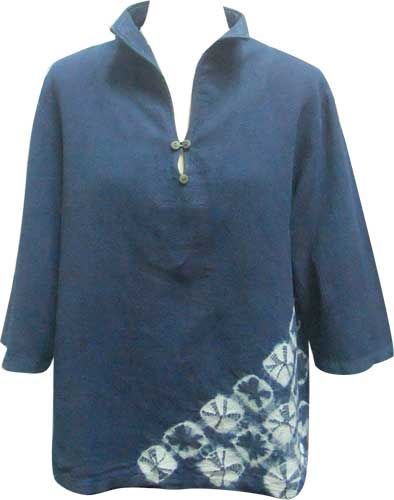 シャツ プルオーバー 藍染め 巻き上げ絞り 本藍 HUKU-13 女性用