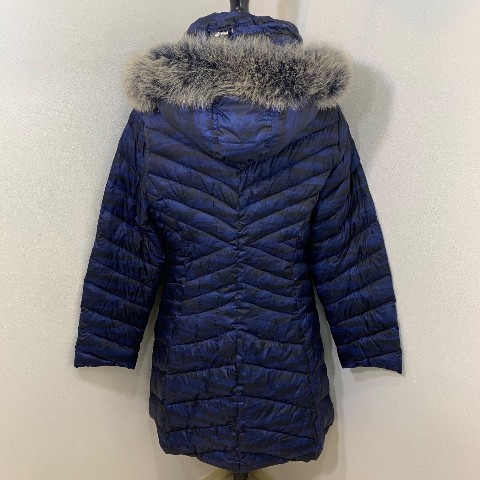 美品 バルマン ダウンコート ブルーフォックス ダウン3way 裏地総柄 M バルマン ダウンジャケット ブルーフォックス 3way 総柄ブラウン M