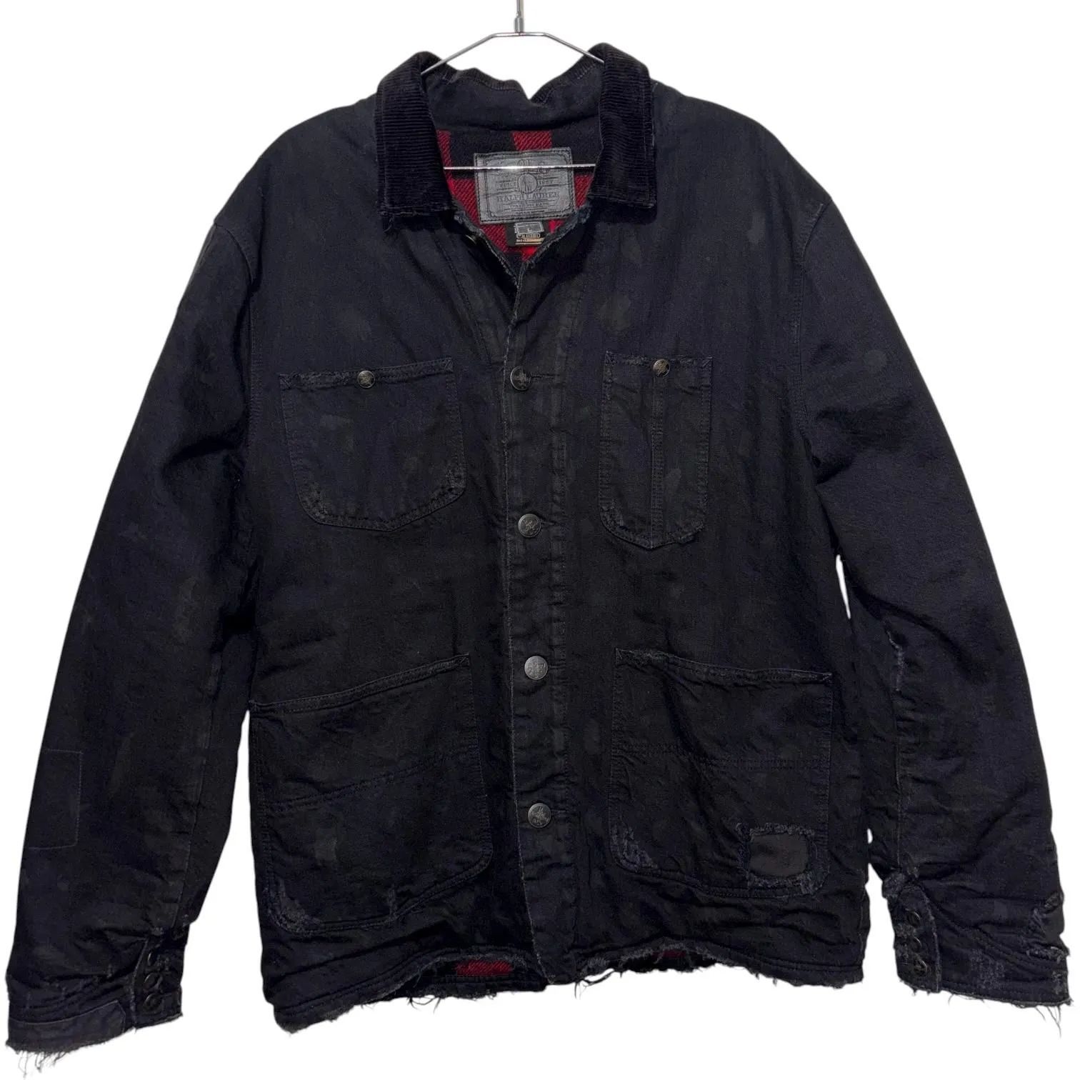 00s Polo Ralph Lauren Black Denim Chore Coat 40s Vintage Type L 