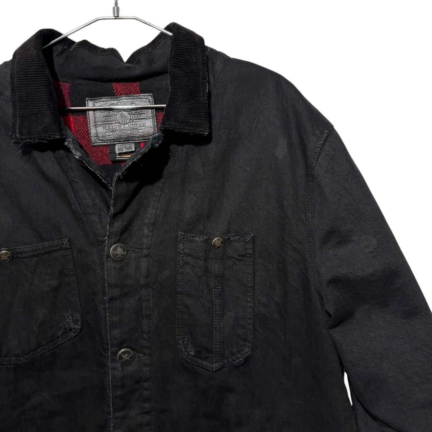 00s Polo Ralph Lauren Black Denim Chore Coat 40s Vintage Type L