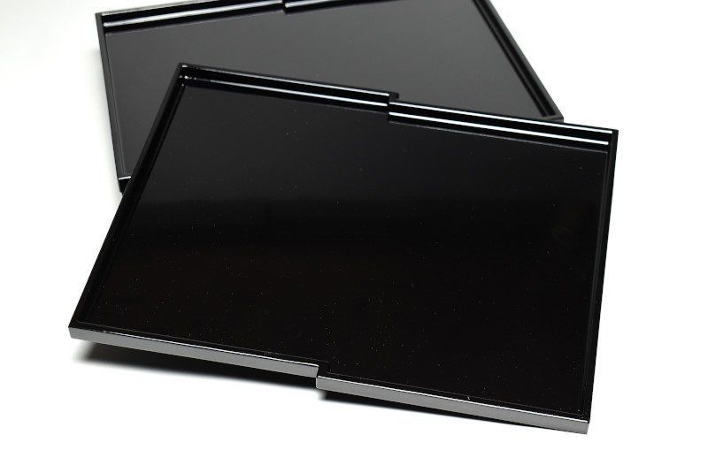 蔵A 4833 木製黒塗 八ツ橋会席膳 五客 共箱