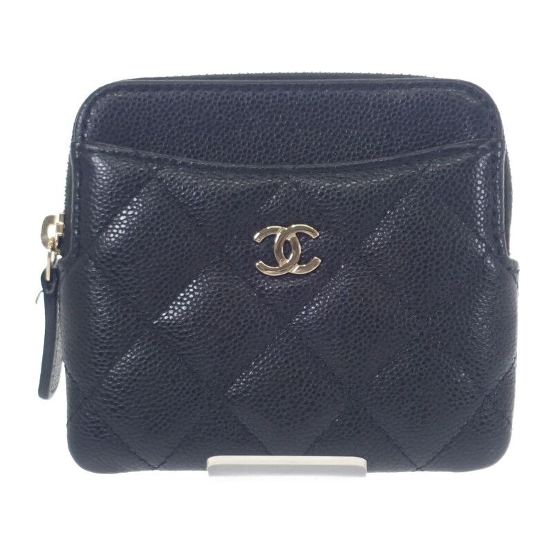 シャネル CHANEL クラシックジップコインパース AP2061 コインケース キャビアスキン ブラック ゴールド金具 レディース Aランク