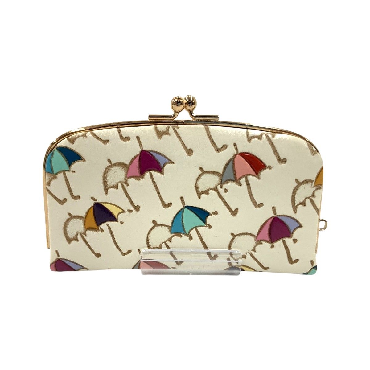 〇〇 文庫屋大関 竹久夢二 傘 天溝がま口 財布 コインケース ホワイト