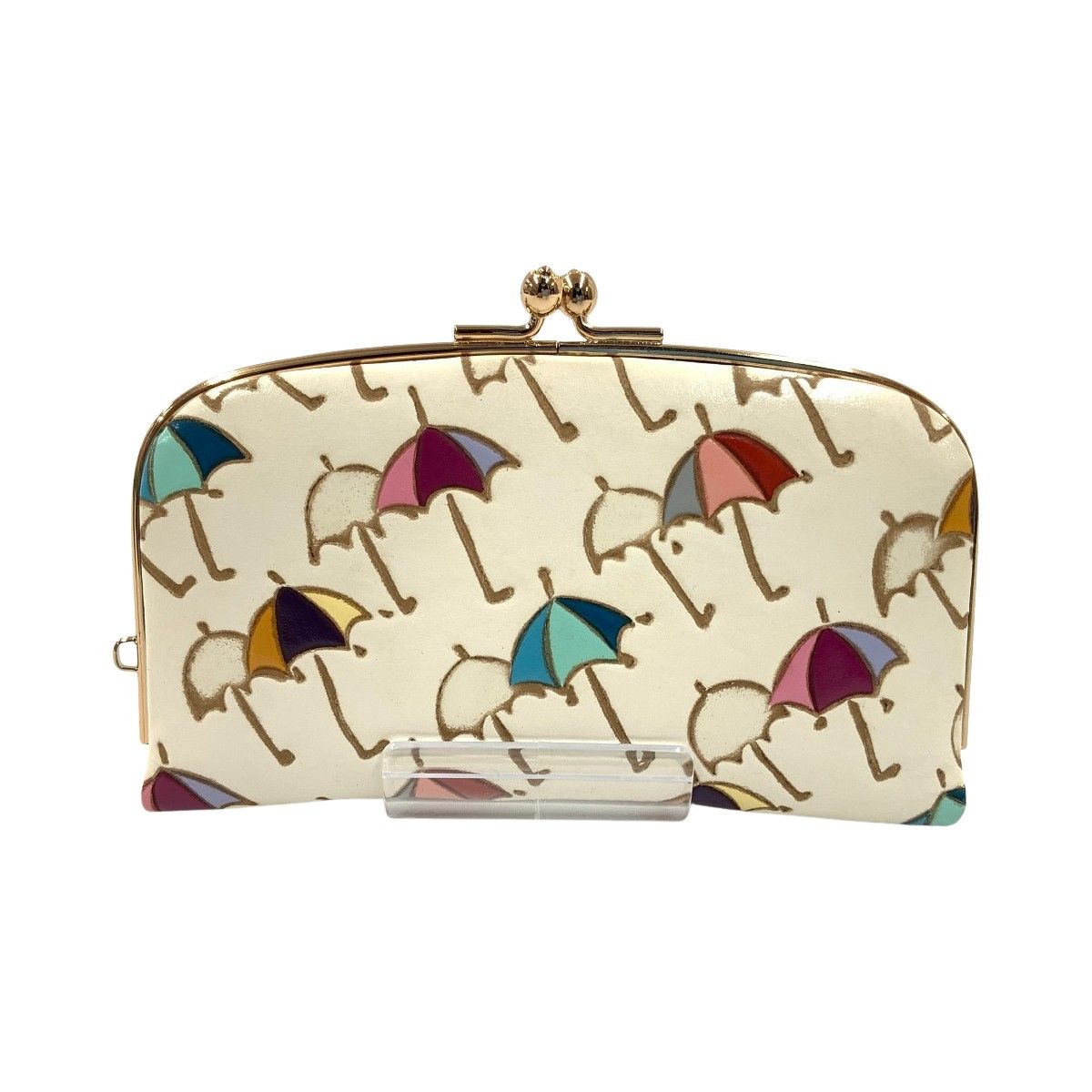 〇〇 文庫屋大関 竹久夢二 傘 天溝がま口 財布 コインケース ホワイト