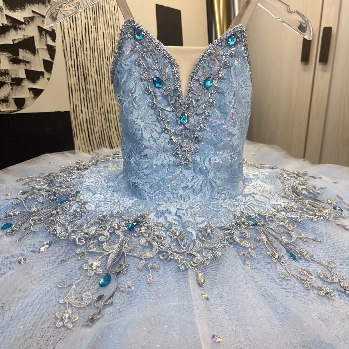 子供用 バレエ衣装 チュチュ ブルーバード 銀の精 変奏曲 子ども 発表会 コンクール ジュニア バレエレッスン 舞台衣装 パフォーマンス チュール 刺繍